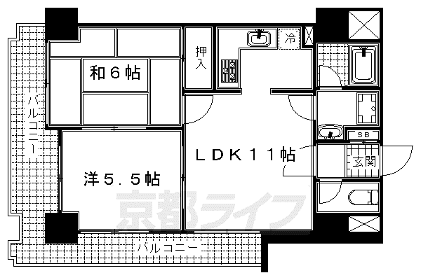 ライオンズマンション京都河原町第2(2LDK/10階)の間取り写真