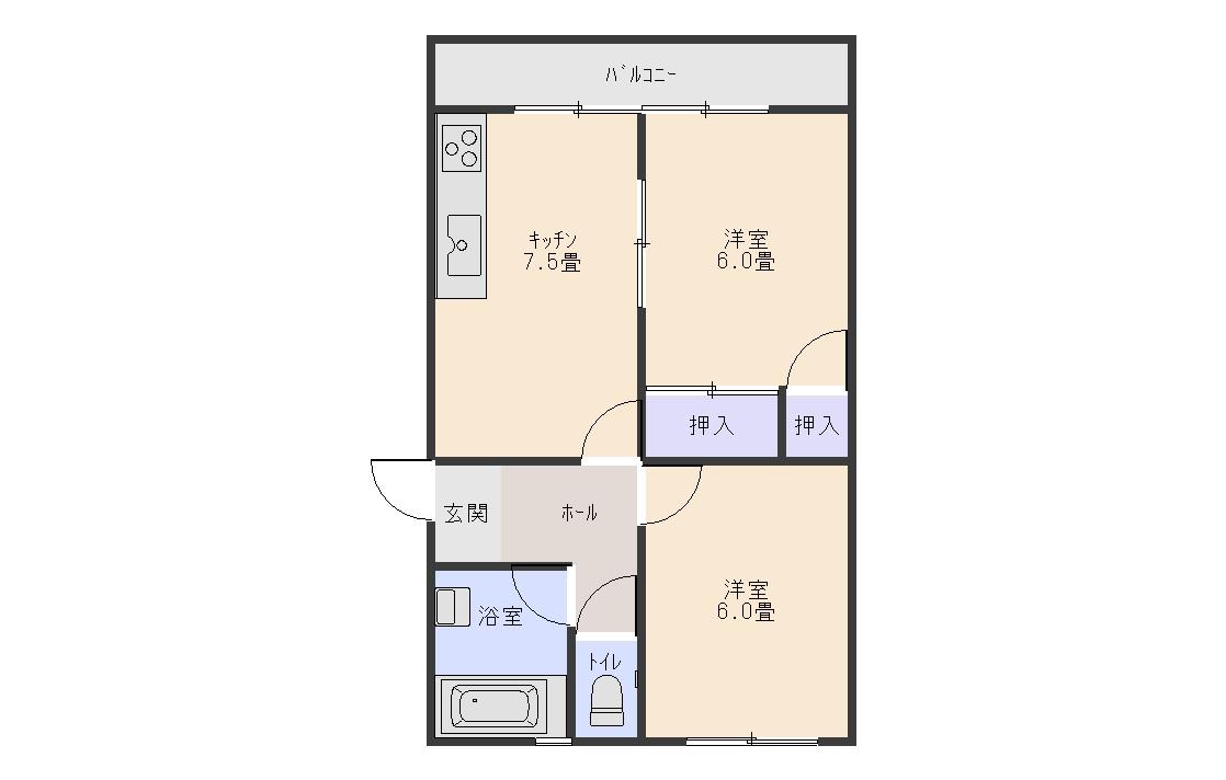 瑞豊ビル(2DK/3階)の間取り写真