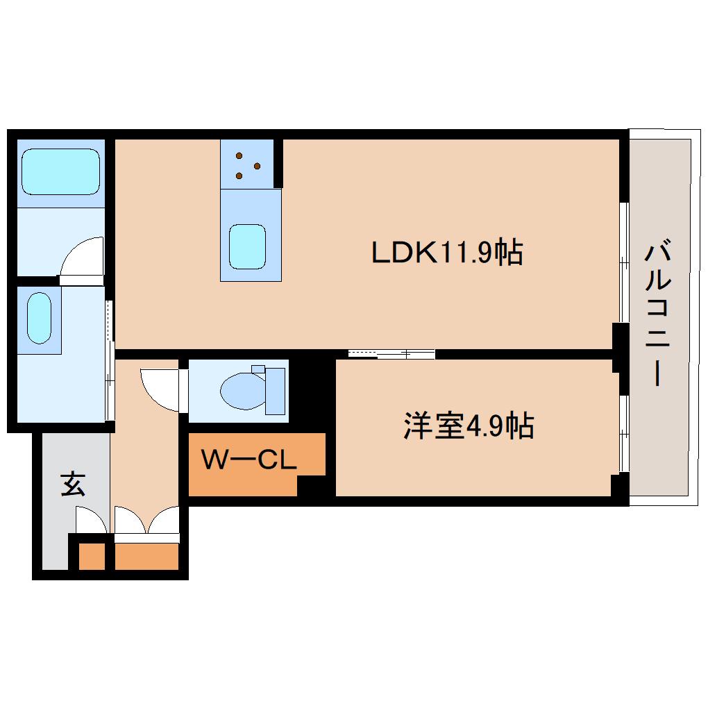 ヴェルジェIII(1LDK/3階)の間取り写真
