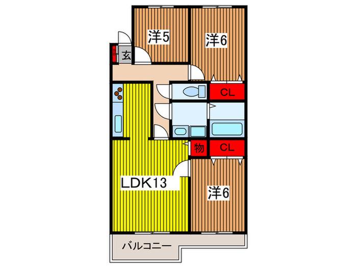 アプリコットガーデン宮前A(3LDK/1階)の間取り写真