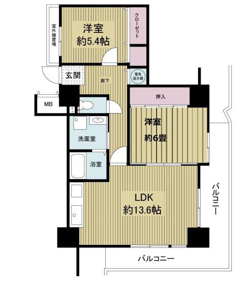 フォレステージュ谷町(2LDK/11階)の間取り写真
