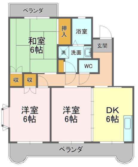 グランドール芹ヶ谷(3DK/2階)の間取り写真
