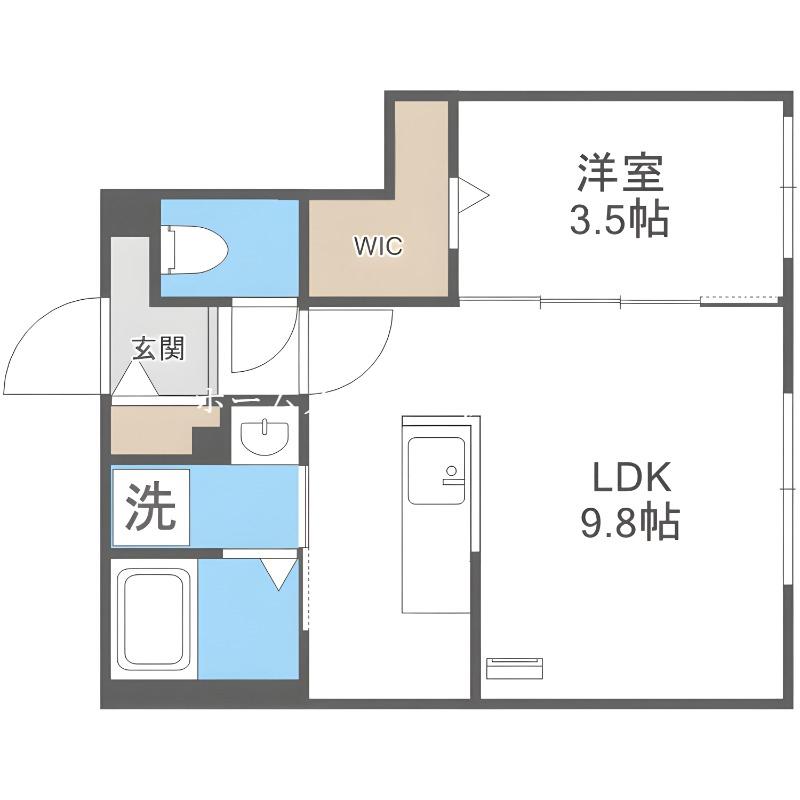 SERAM北9条(1LDK/3階)の間取り写真