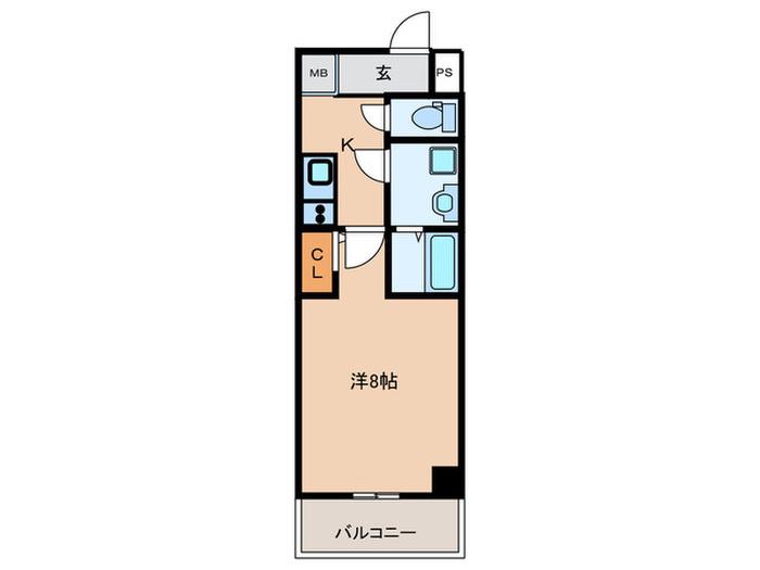地下鉄中央線 森ノ宮駅 徒歩6分 9階建 築5年(1K/9階)の間取り写真