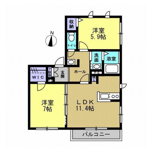 エスポワールSK(2LDK/1階)の間取り写真