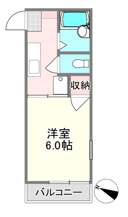 北越谷ハイツ(1K/2階)の間取り写真