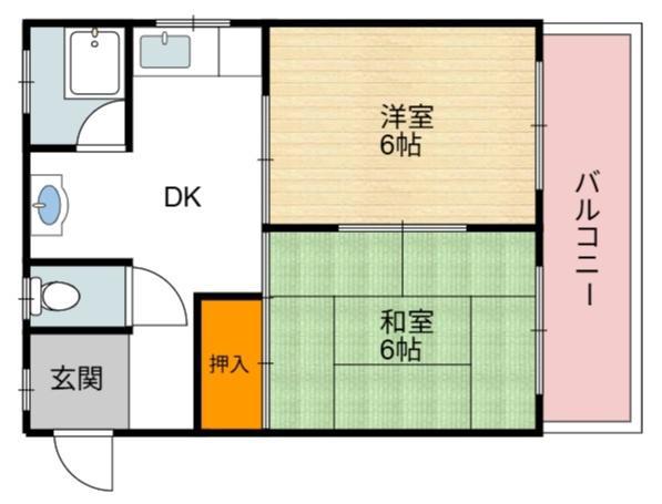 田伏第二マンション(2DK/2階)の間取り写真