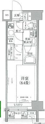 ルフレプレミアム神楽坂(1K/6階)の間取り写真