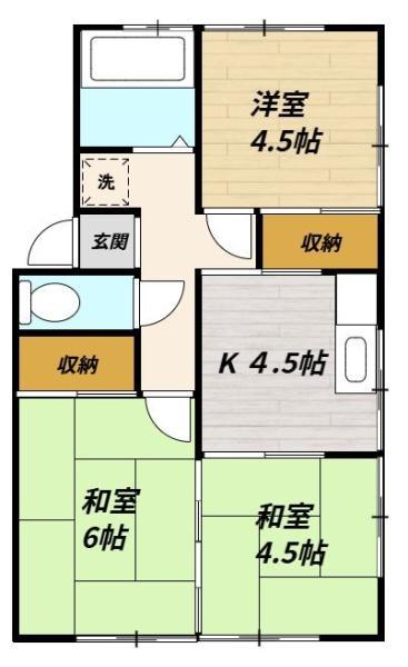 ハイツ反橋(3K/1階)の間取り写真