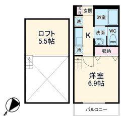 ベルフォーレ菊名III(1K/2階)の間取り写真