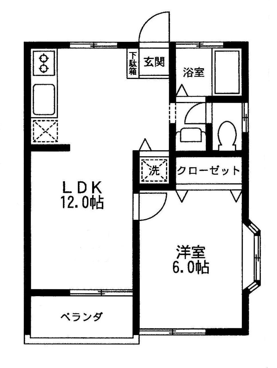 グリーンシャルム(1LDK/2階)の間取り写真