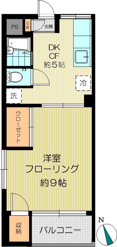 藤本ハイツ(1DK/4階)の間取り写真