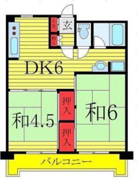 柏瀬マンション(2DK/6階)の間取り写真