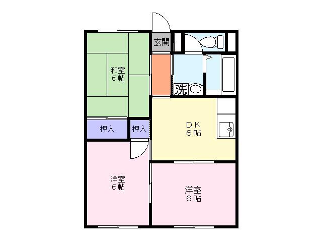 コーポ外村(3DK/2階)の間取り写真