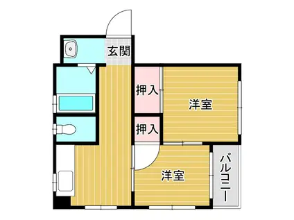 中井ビル(2DK/4階)の間取り写真