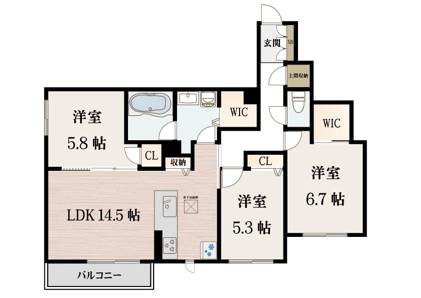 プレジール藤森(3LDK/1階)の間取り写真