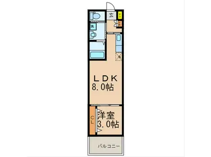 モダンパラッツォ唐人町(1LDK/8階)の間取り写真