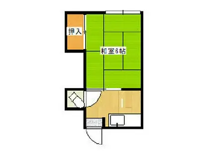 第1ゆき荘(1K/2階)の間取り写真