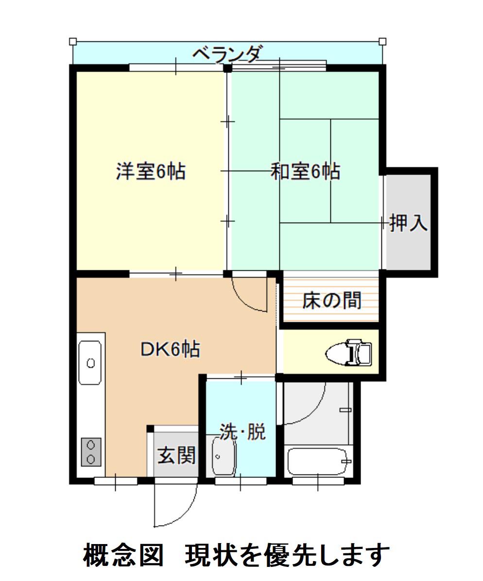 シャルム南(2K/2階)の間取り写真