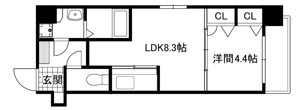 エスポワール筑紫通(1LDK/8階)の間取り写真