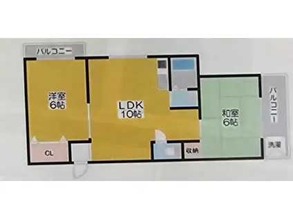 シャトー西村(2LDK/3階)の間取り写真