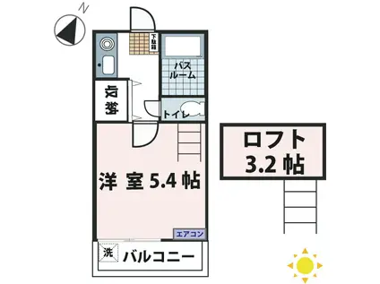 パセオ鶴ヶ島(ワンルーム/1階)の間取り写真