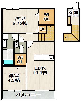 シャーメゾン宝塚中筋セントリビエ(2LDK/2階)の間取り写真