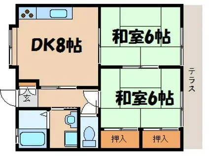 ビレッジ沖元屋(2LDK/1階)の間取り写真