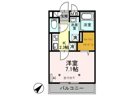 ＪＲ高崎線 桶川駅 徒歩7分 3階建 築7年(1K/2階)の間取り写真