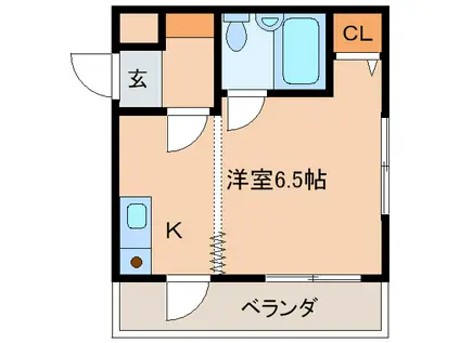 赤坂けやきコーポ(ワンルーム/2階)の間取り写真