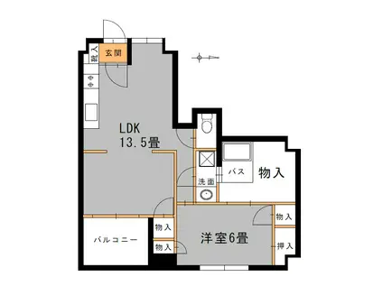 福島ビル(1LDK/3階)の間取り写真