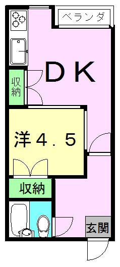 ハイツエレガンス山鹿(1DK/1階)の間取り写真