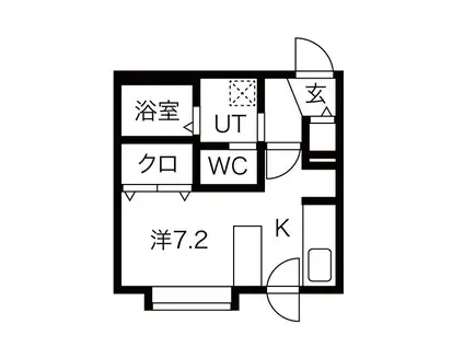 LUCE SOLARE麻生(1K/3階)の間取り写真