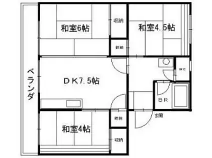 樋井川コーポ200棟(3DK/3階)の間取り写真