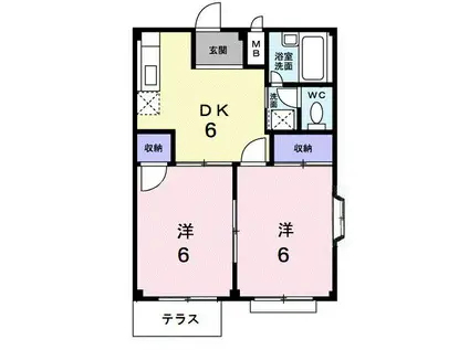 メゾン新村III(2DK/1階)の間取り写真