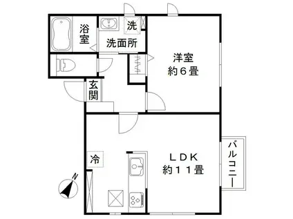 デザインメゾン北新宿(1LDK/1階)の間取り写真