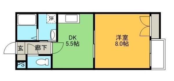 フォーバスII(1DK/2階)の間取り写真