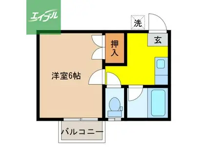 サンパール三原B棟(ワンルーム/1階)の間取り写真