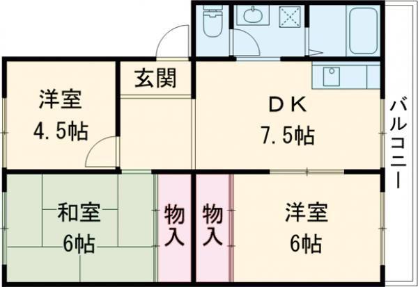 メゾン北鈴(3DK/2階)の間取り写真