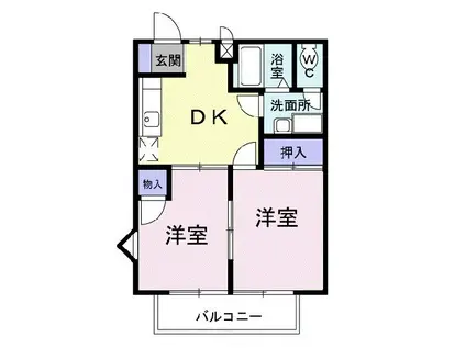 ガーデンヒルズII(2DK/1階)の間取り写真