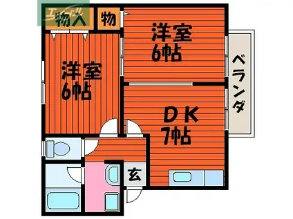 メゾンエスポアールC(2DK/2階)の間取り写真