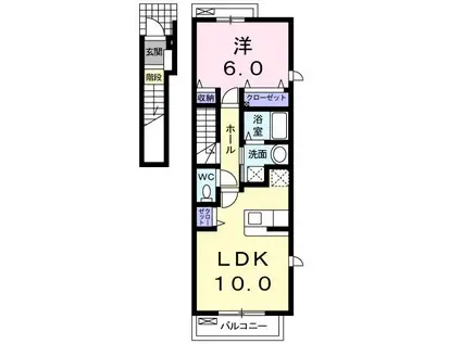 ラフレシールI(1LDK/2階)の間取り写真