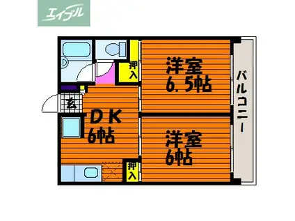 三貴ビル(2DK/3階)の間取り写真