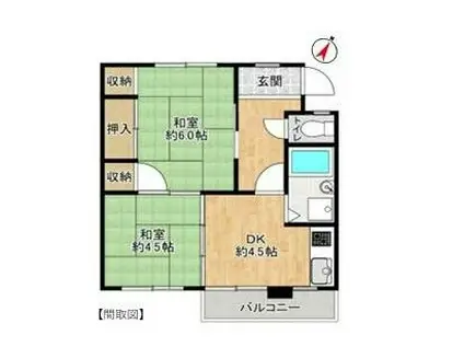 巽ヶ丘ハイツ(2LDK/1階)の間取り写真