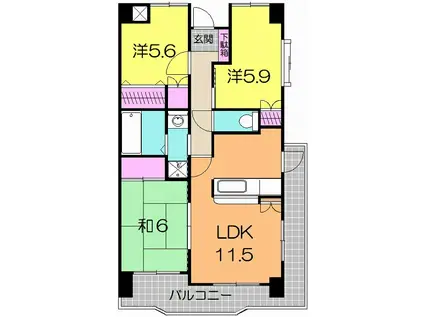 エスペランサ(3LDK/3階)の間取り写真