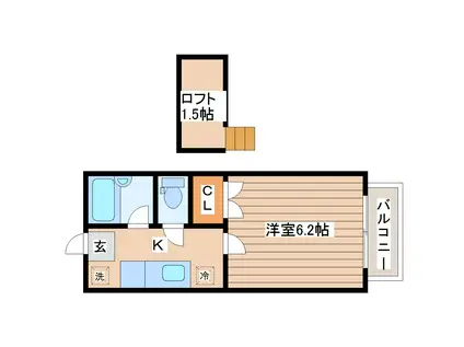チェリーコーポVI(1K/2階)の間取り写真