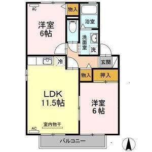 グランシャリオ(2LDK/2階)の間取り写真