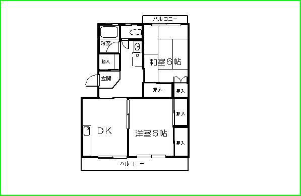 フジノマンション(2DK/4階)の間取り写真