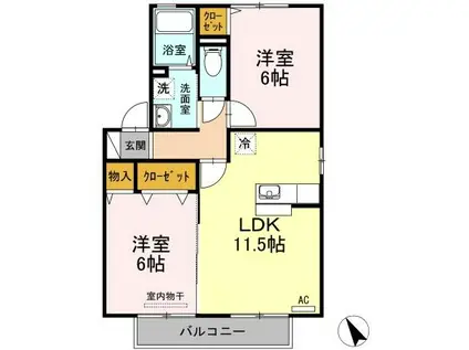 ハミングバードC棟(2LDK/2階)の間取り写真