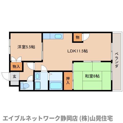 ボナールトノオカ(2LDK/1階)の間取り写真